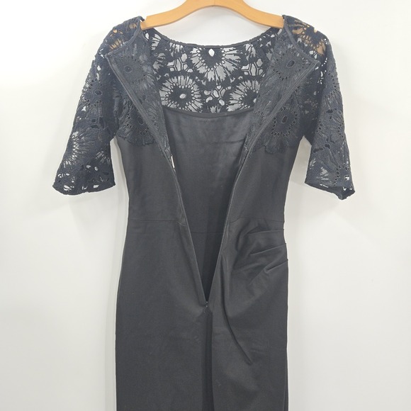 LELA ROSE Dress‎ Size 4 Black Floral Lace Sheath LBD Party Cocktail Silk Lined - Picture 11 of 16